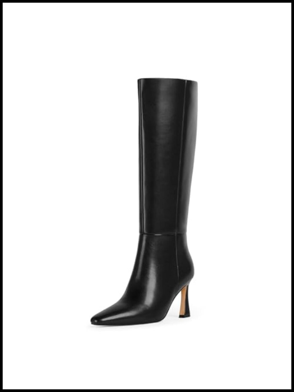 Faux Leather Knee High Stiletto Boots Side Zip Women's Tall Dress Boots